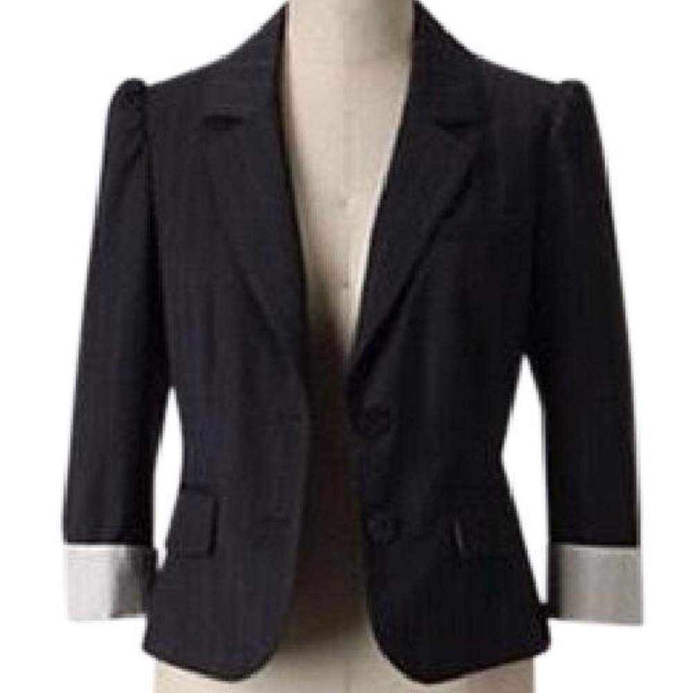 Sine Anthropologie navy pinstripe blazer